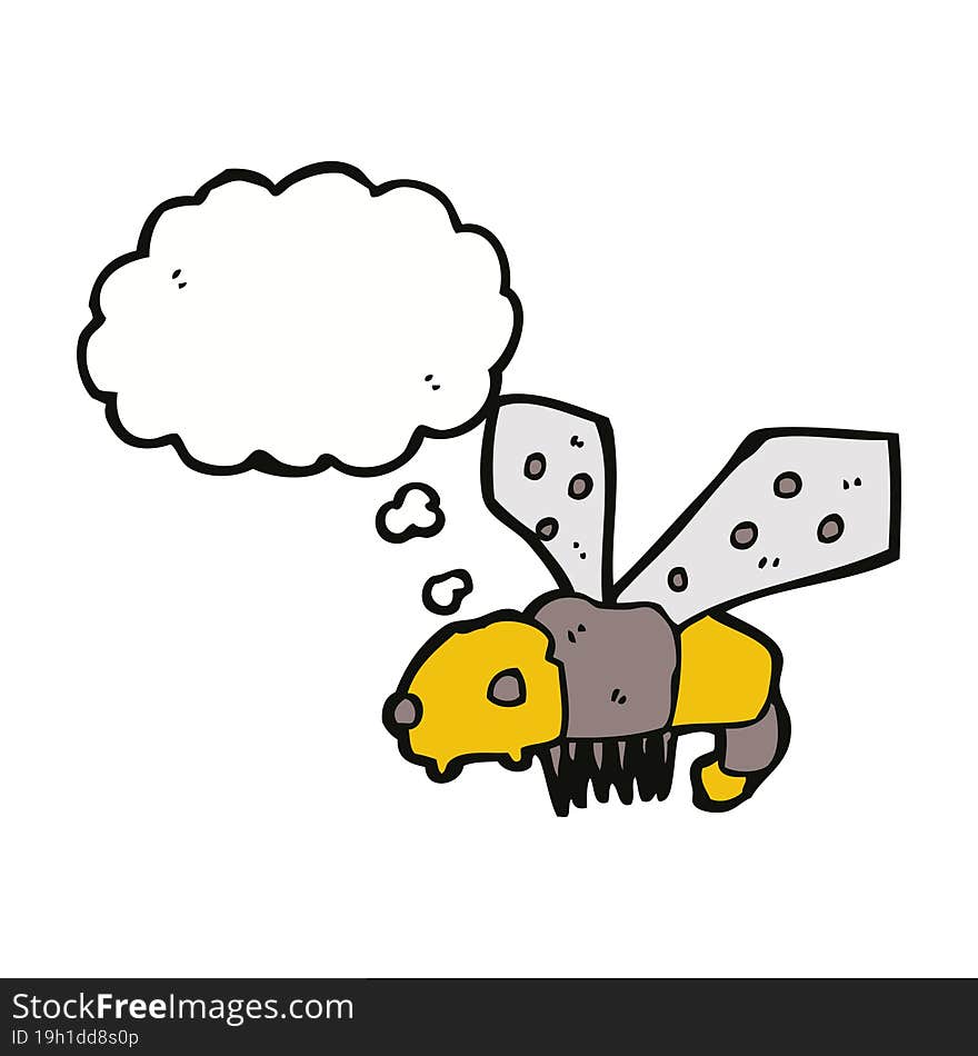 cartoon bee with thought bubble