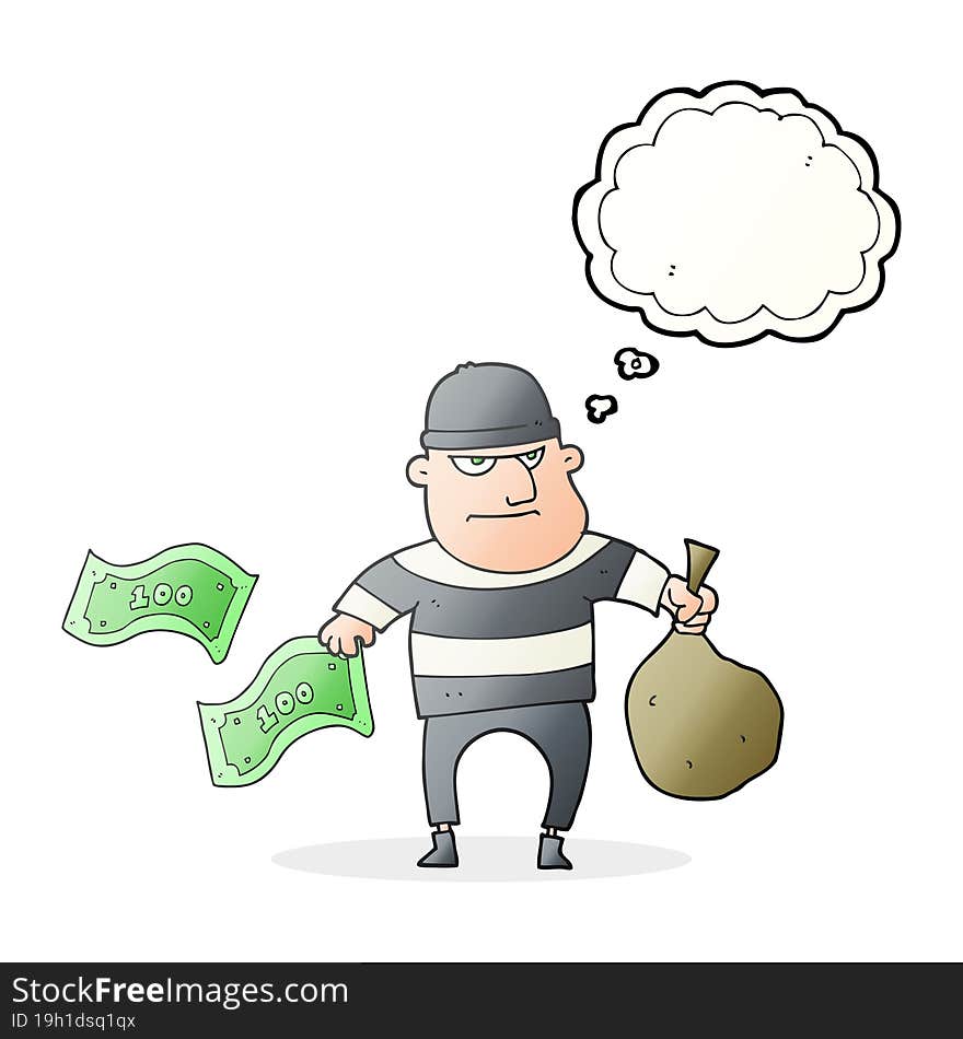 thought bubble cartoon bank robber