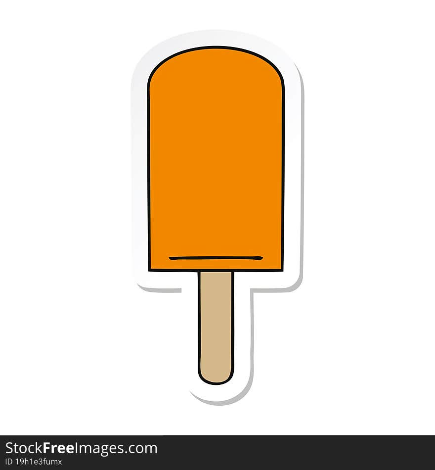 sticker of a quirky hand drawn cartoon orange ice lolly