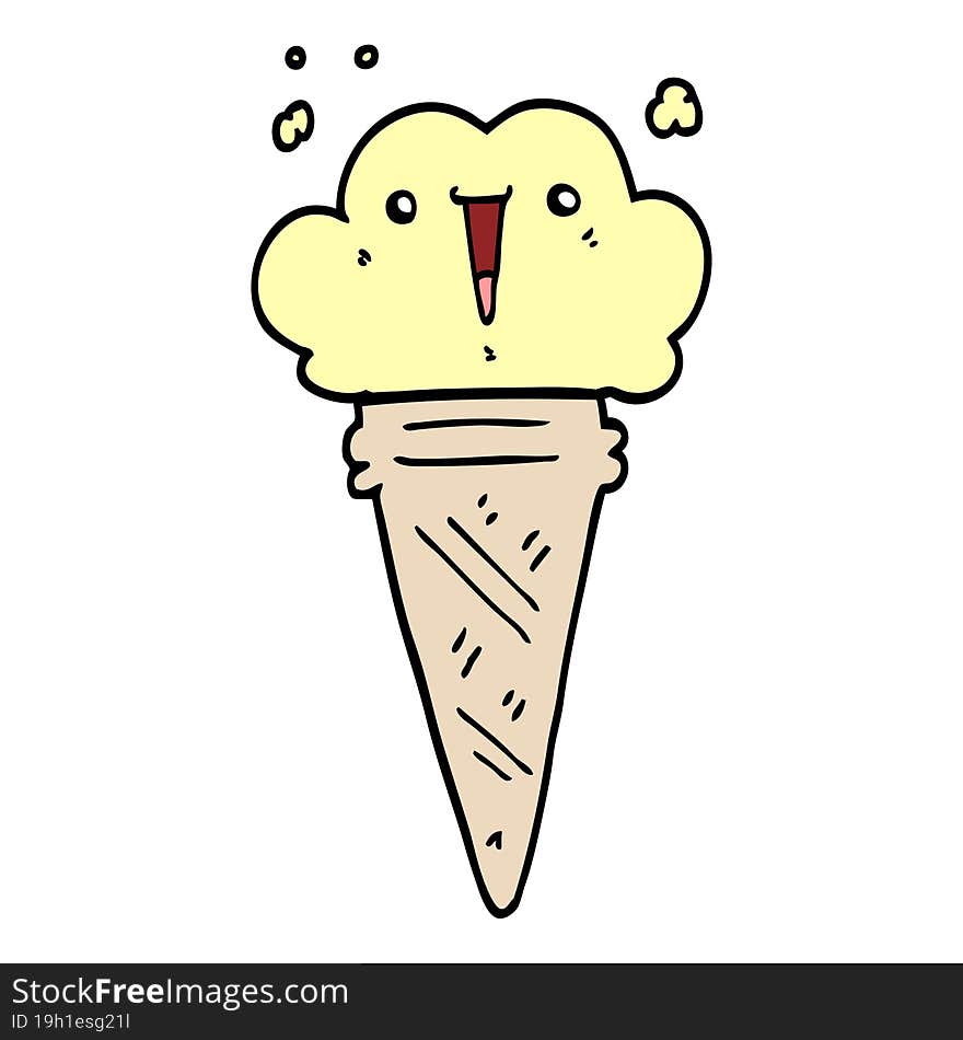 cartoon ice cream with face