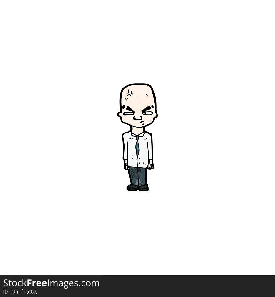 cartoon stressed bald man