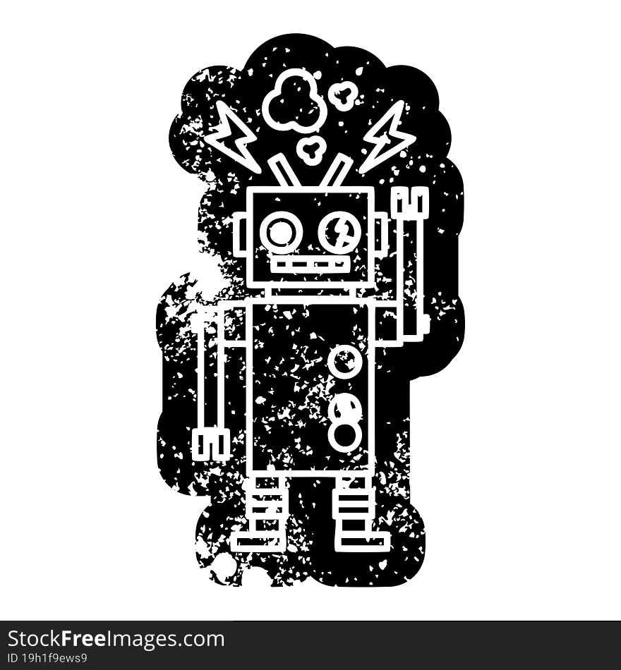 malfunctioning robot distressed icon symbol