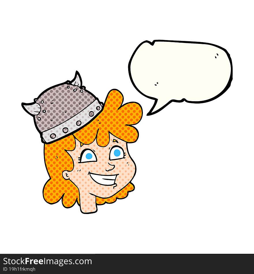 comic book speech bubble cartoon female viking face