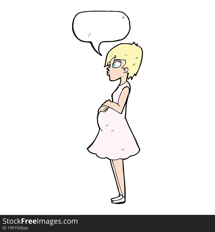 cartoon pregnant woman with speech bubble