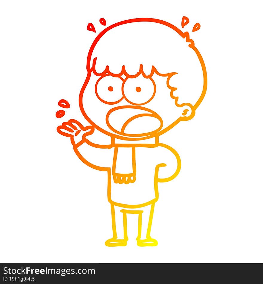 warm gradient line drawing cartoon shocked man