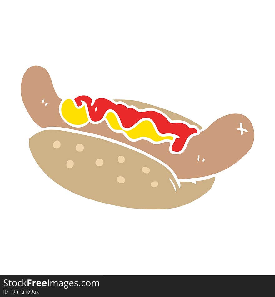 flat color style cartoon hot dog. flat color style cartoon hot dog