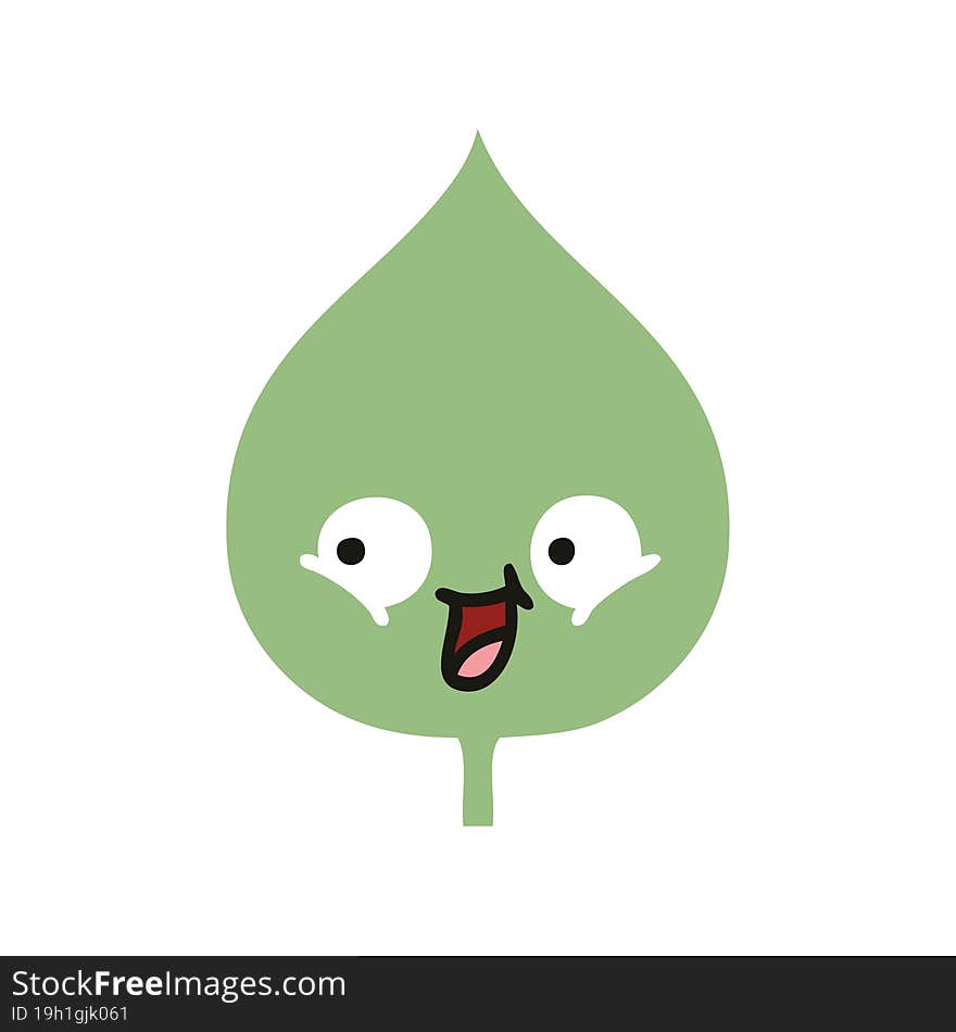 flat color retro cartoon expressional leaf