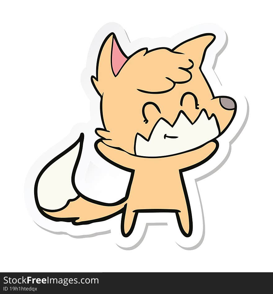 sticker of a cartoon happy fox