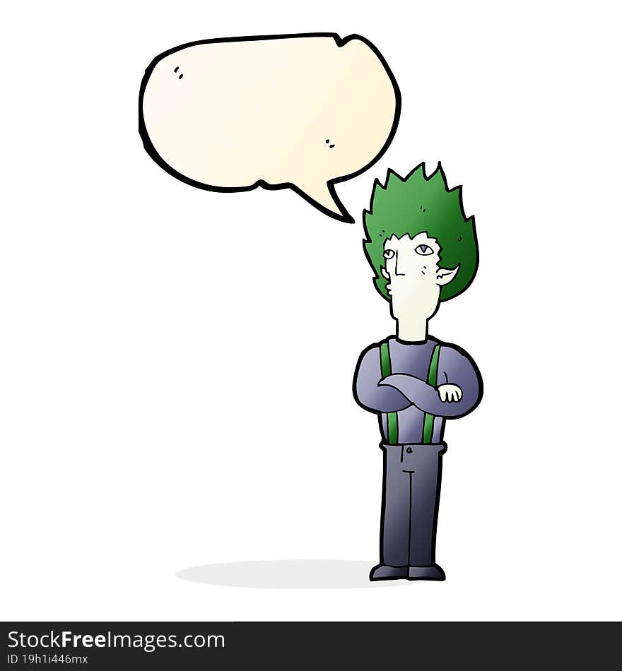 cartoon vampire man with speech bubble