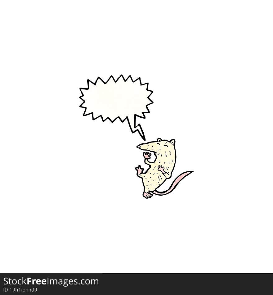 cartoon white mouse with speech bubble