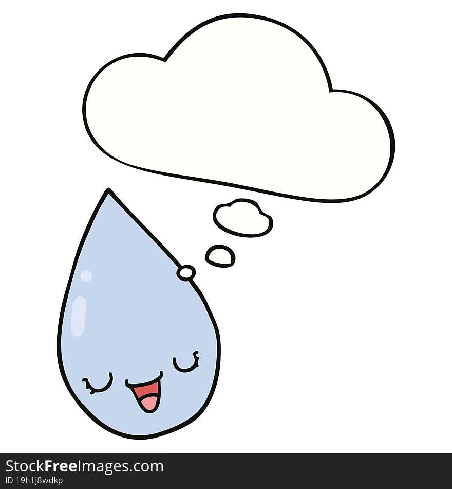 Cartoon Raindrop And Thought Bubble