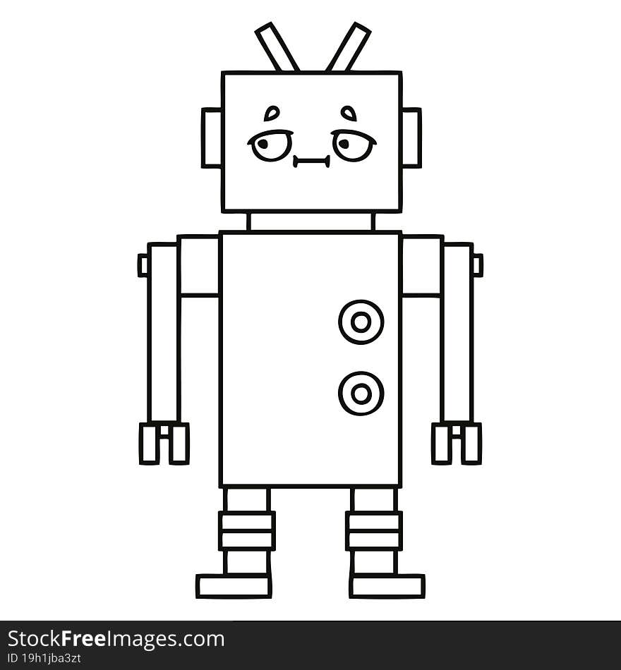 line drawing cartoon of a robot. line drawing cartoon of a robot