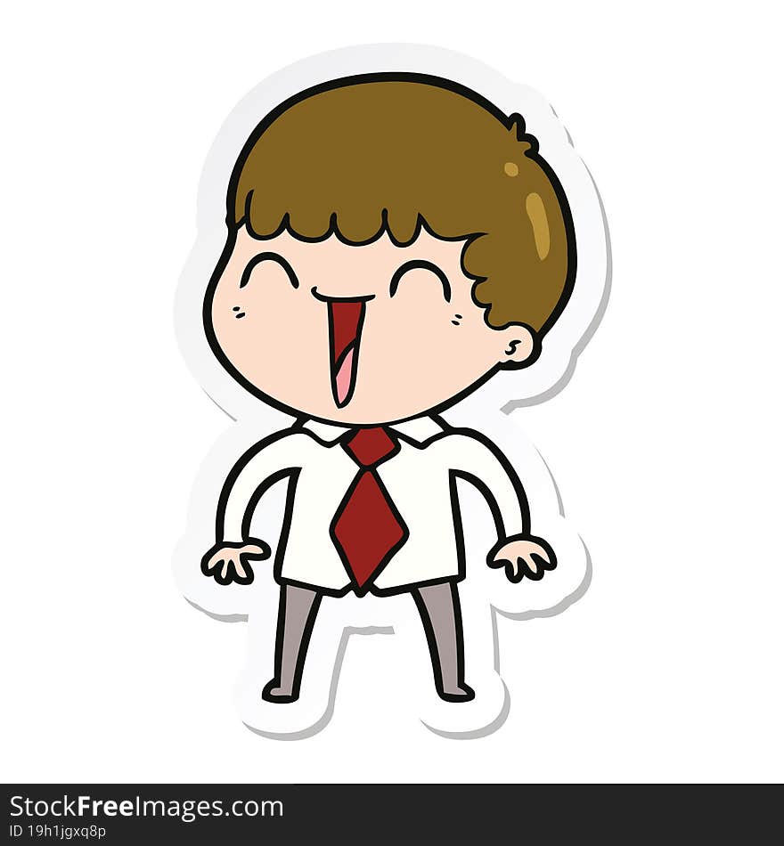 sticker of a cartoon happy man