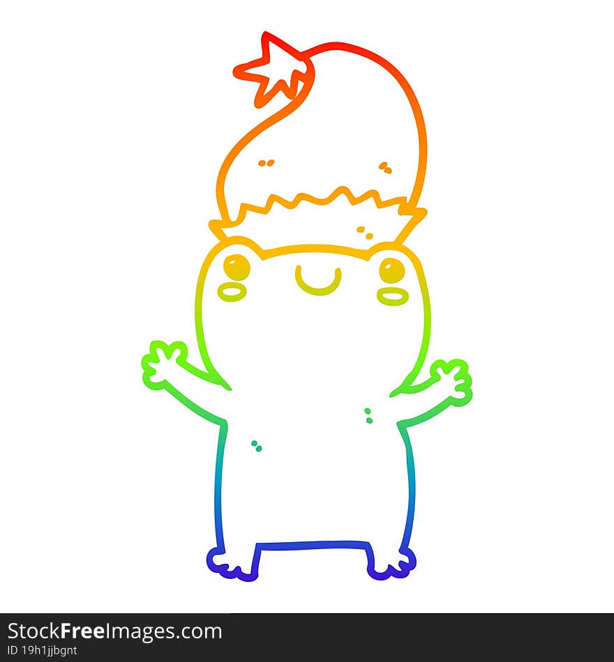 rainbow gradient line drawing cute christmas frog