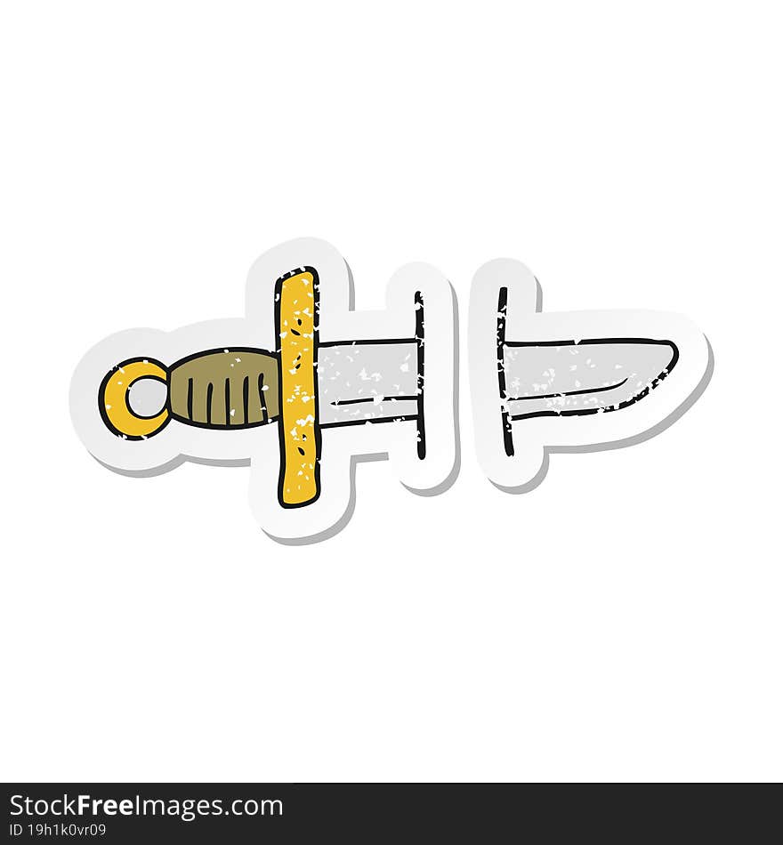 retro distressed sticker of a cartoon tattoo knife symbol