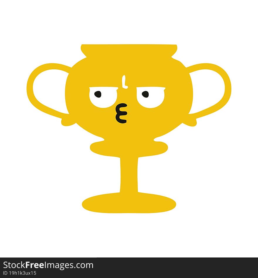 flat color retro cartoon of a trophy