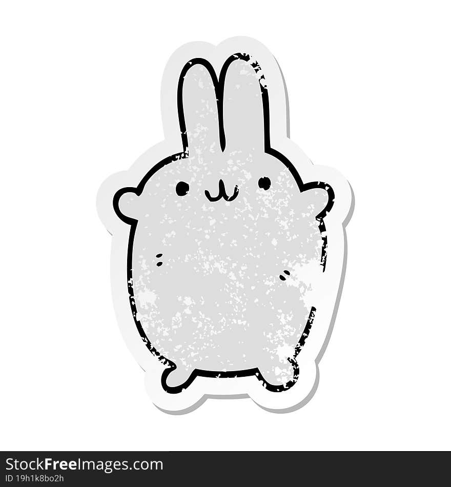 distressed sticker of a cartoon rabbit