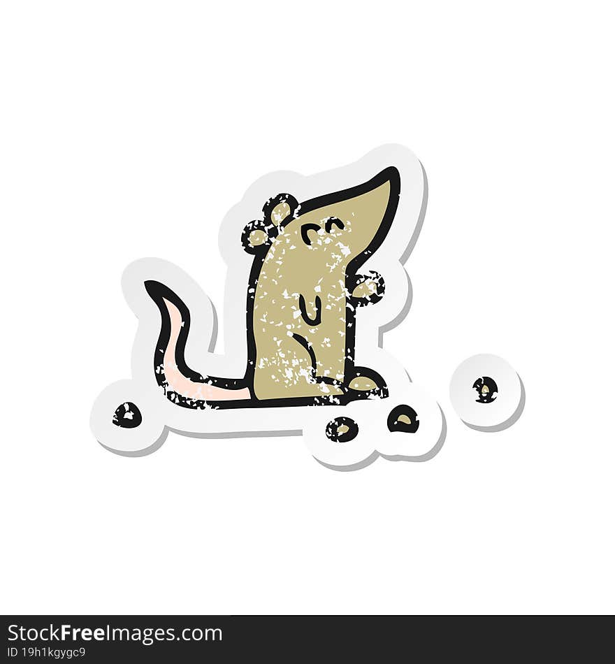 Retro Distressed Sticker Of A Cartoon Mouse