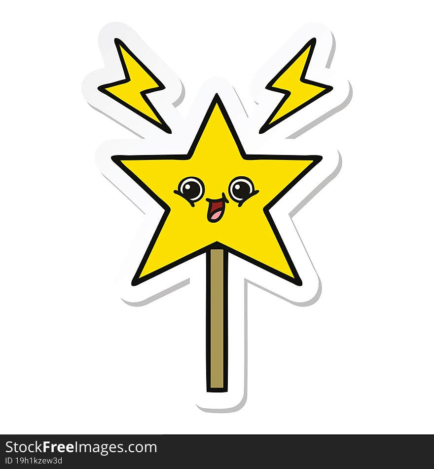 sticker of a cute cartoon magic wand