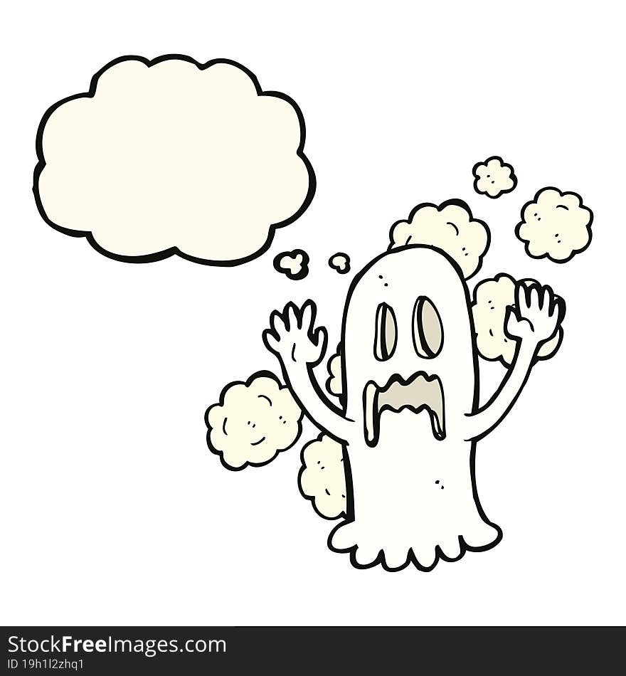 Cartoon Spooky Ghost With Thought Bubble