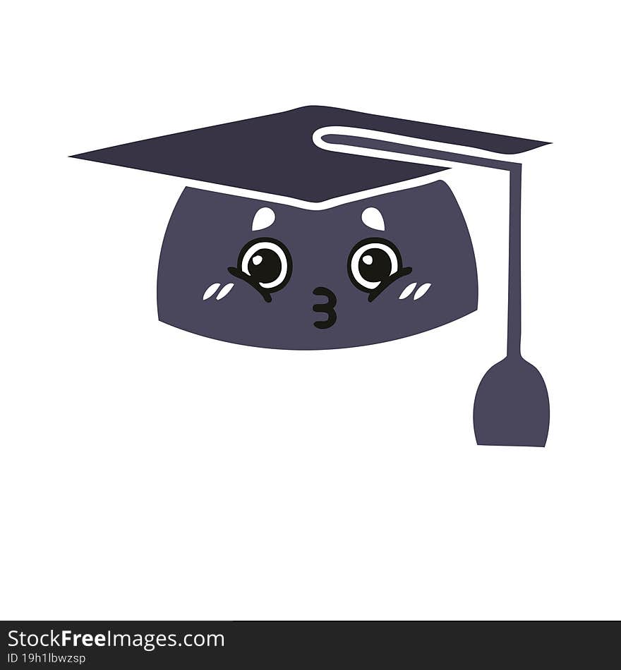 Flat Color Retro Cartoon Graduation Hat