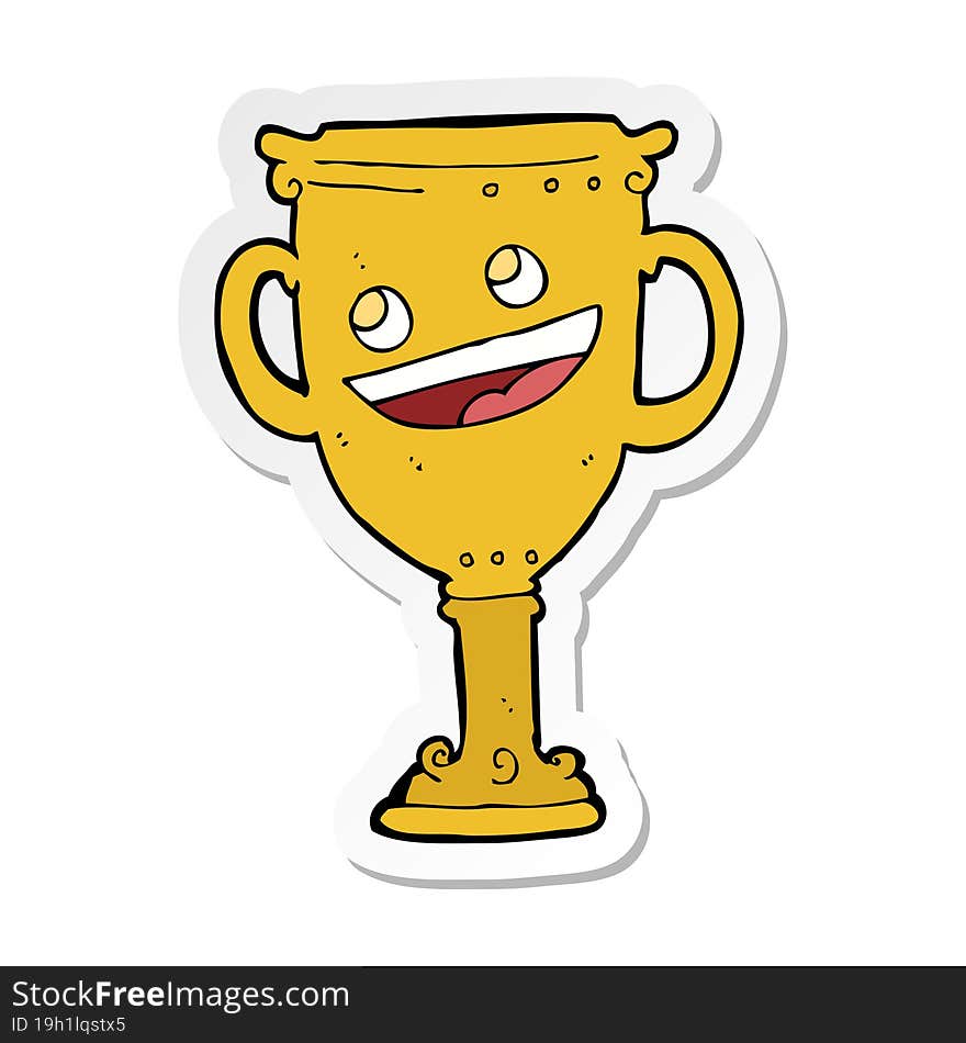 Sticker Of A Cartoon Trophy