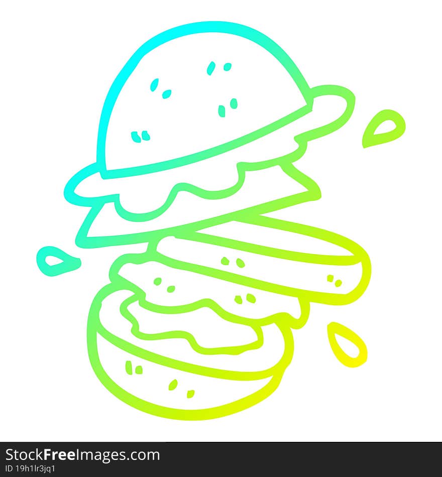 cold gradient line drawing cartoon burger