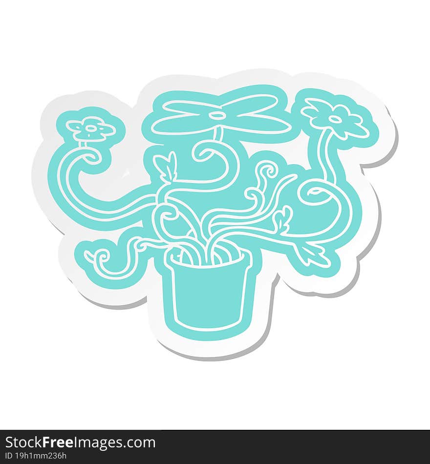 cartoon sticker of a flower plant