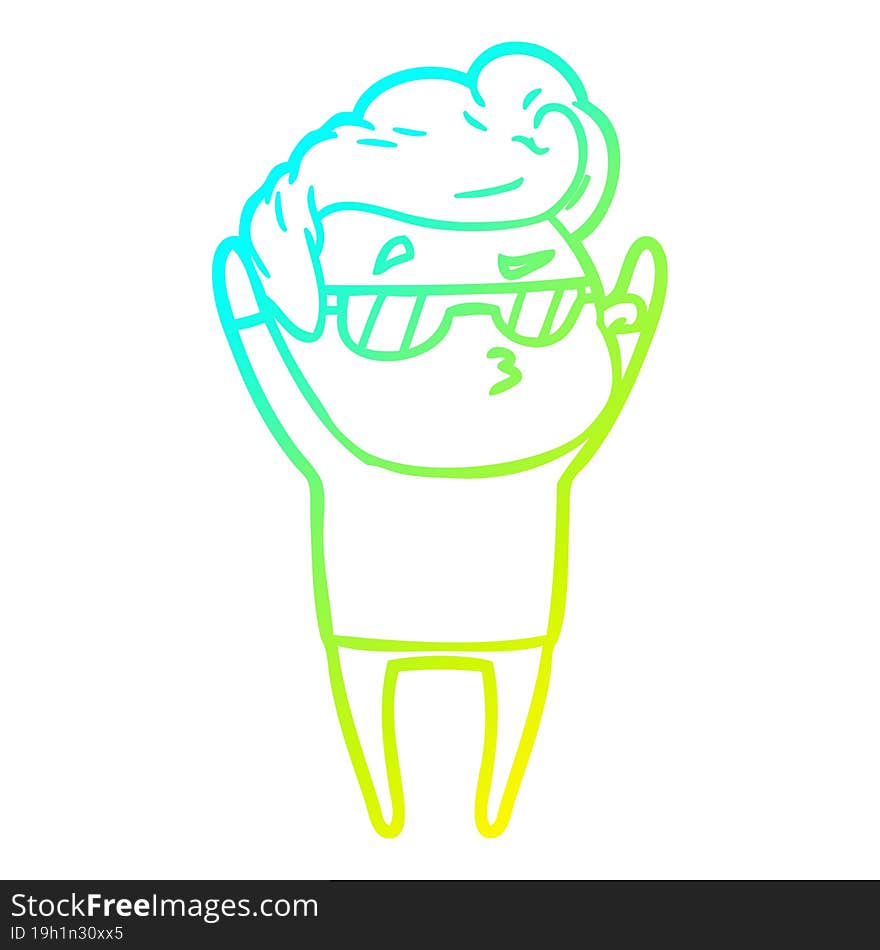 cold gradient line drawing cartoon cool guy