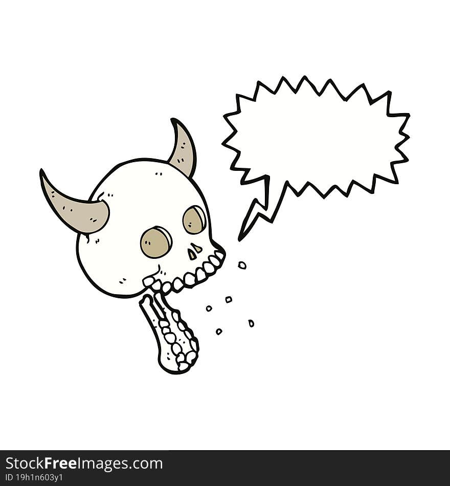 cartoon spooky skull with speech bubble