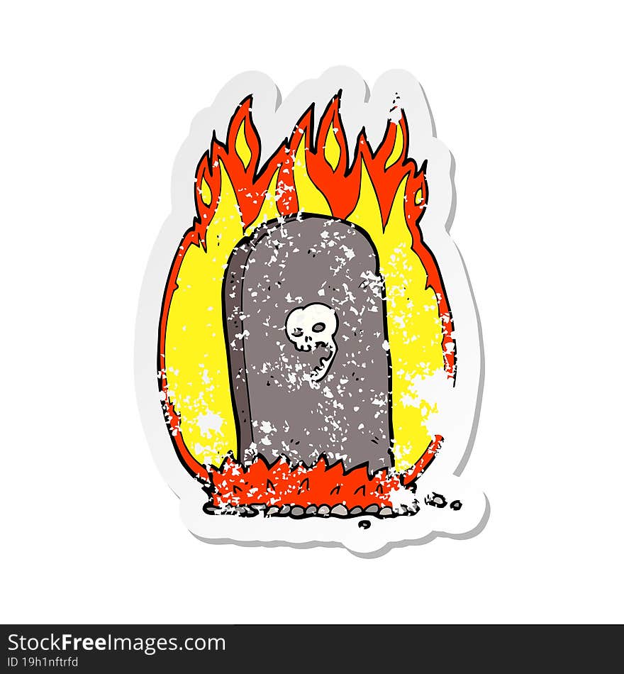 retro distressed sticker of a cartoon spooky grave