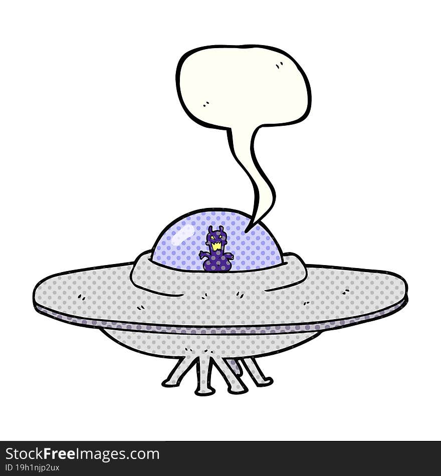 Comic Book Speech Bubble Cartoon UFO