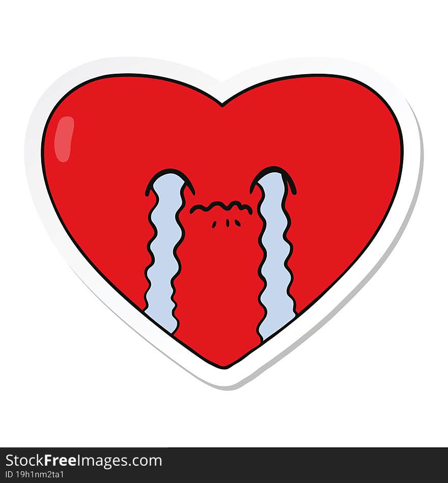 sticker of a cartoon love sick heart