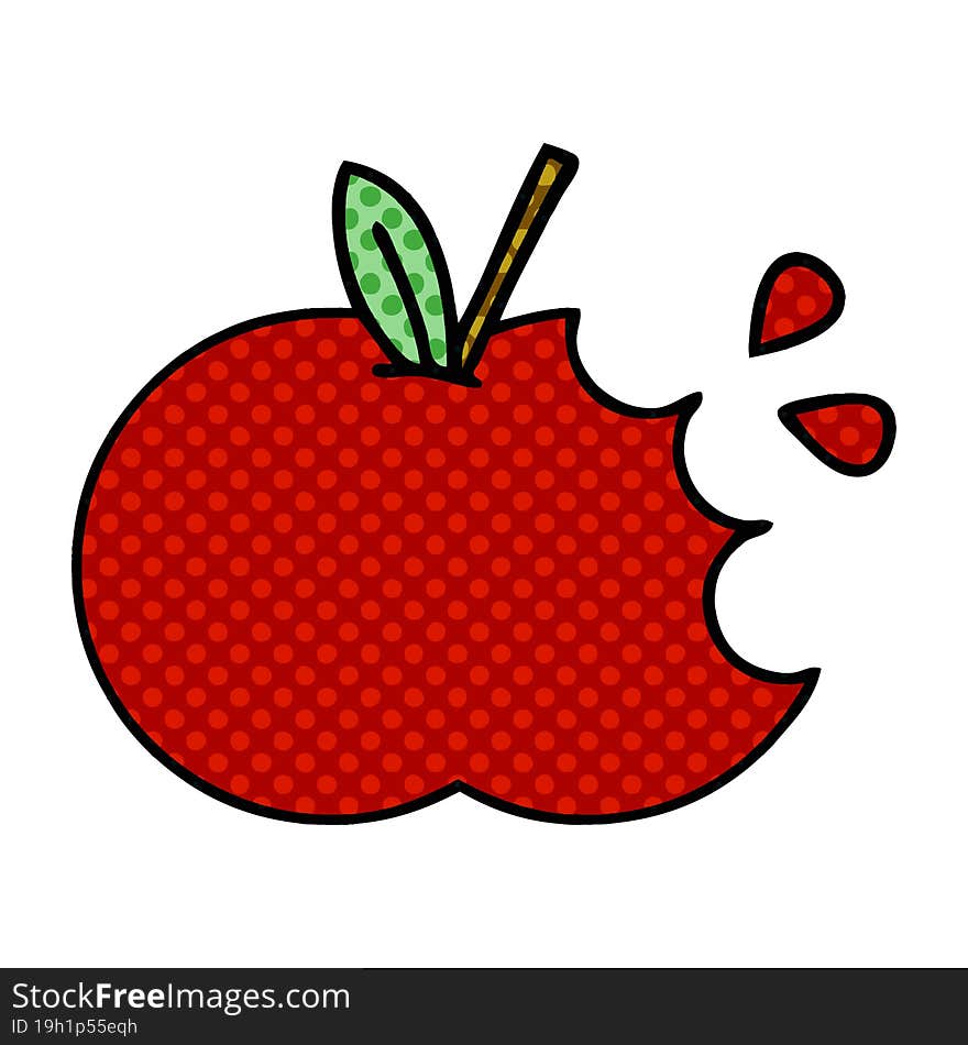 comic book style cartoon of a red apple