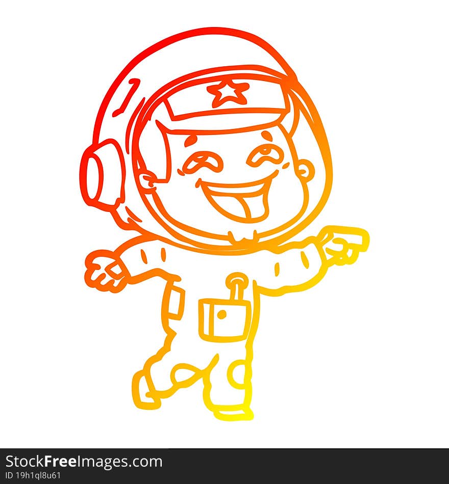 warm gradient line drawing cartoon laughing astronaut