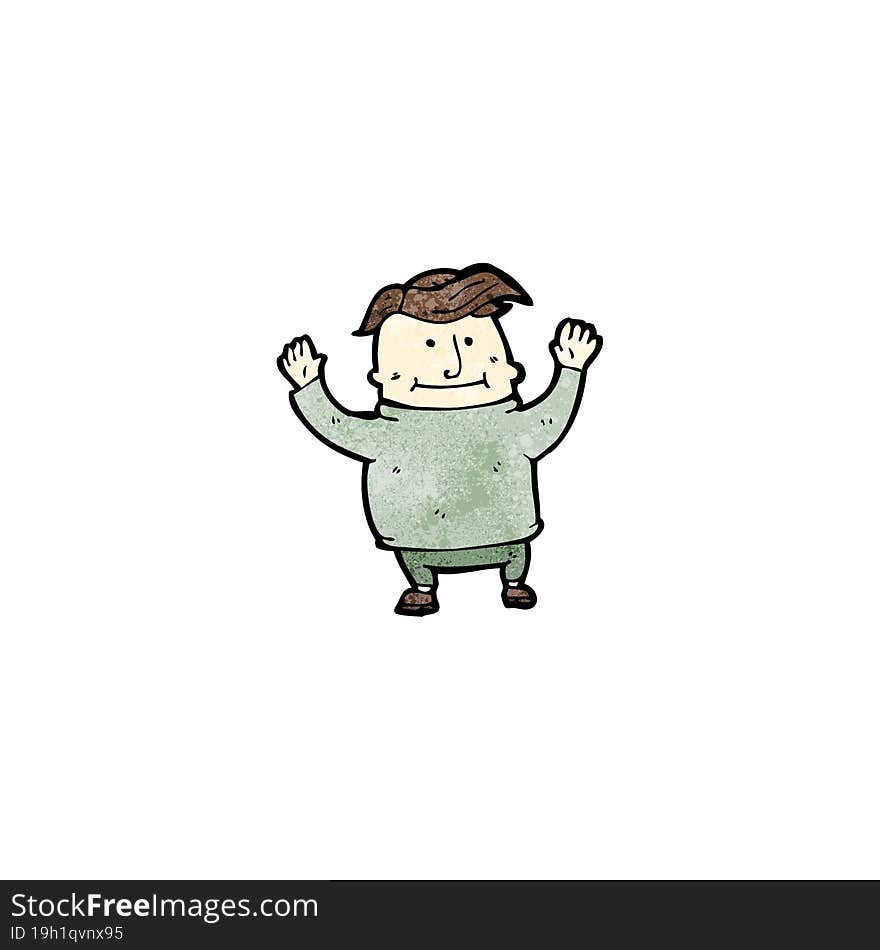 cartoon happy overweight man