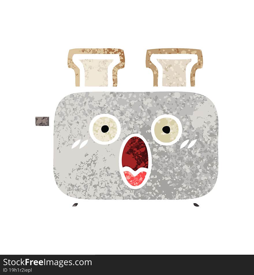 retro illustration style cartoon of a of a toaster