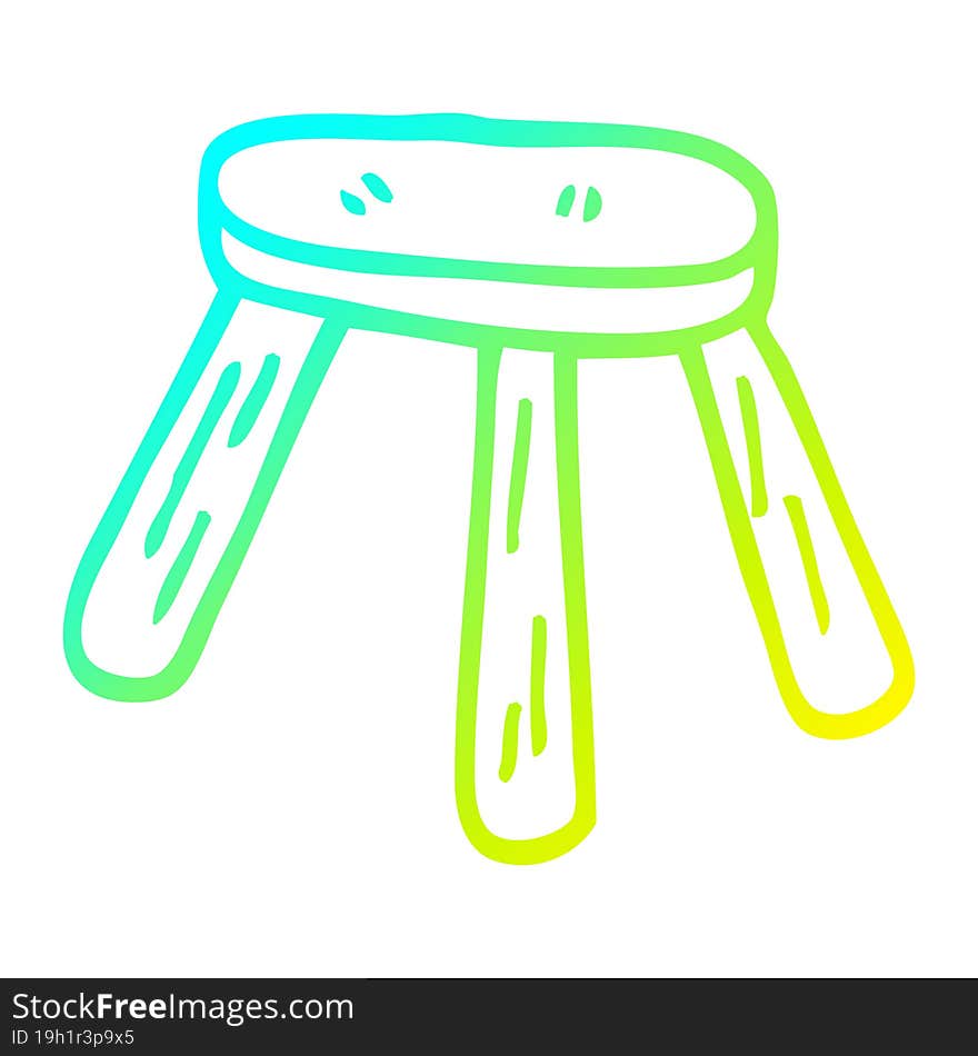 Cold Gradient Line Drawing Cartoon Low Stool