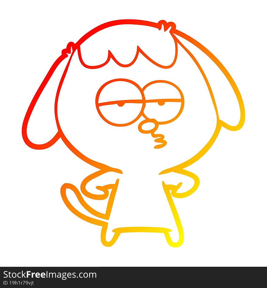 warm gradient line drawing cartoon bored dog