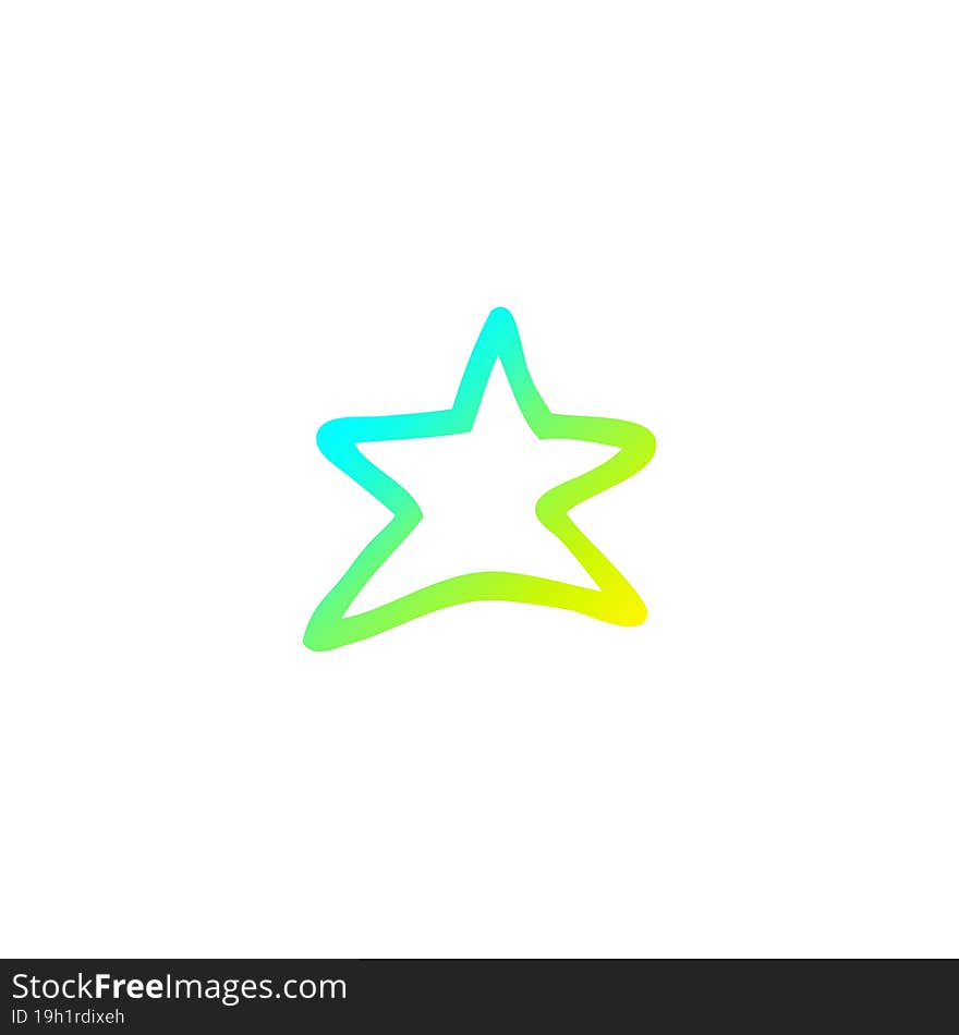 cold gradient line drawing cartoon star symbol