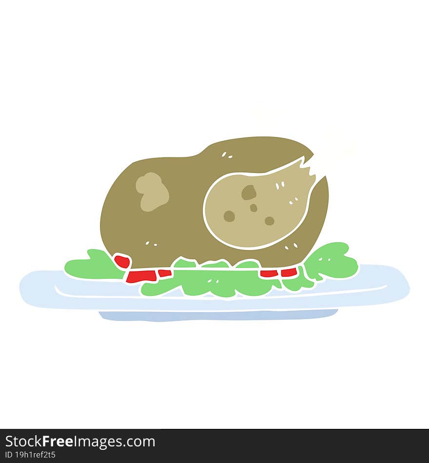 flat color illustration of cooked turkey. flat color illustration of cooked turkey