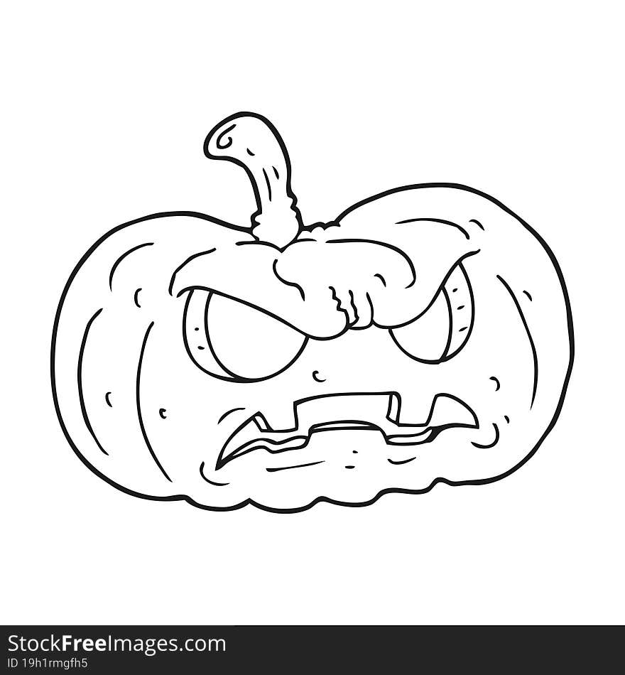 Black And White Cartoon Halloween Pumpkin