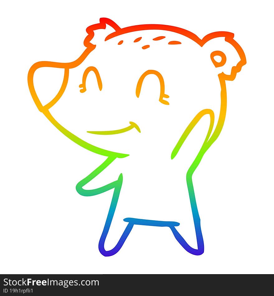 rainbow gradient line drawing friendly bear cartoon