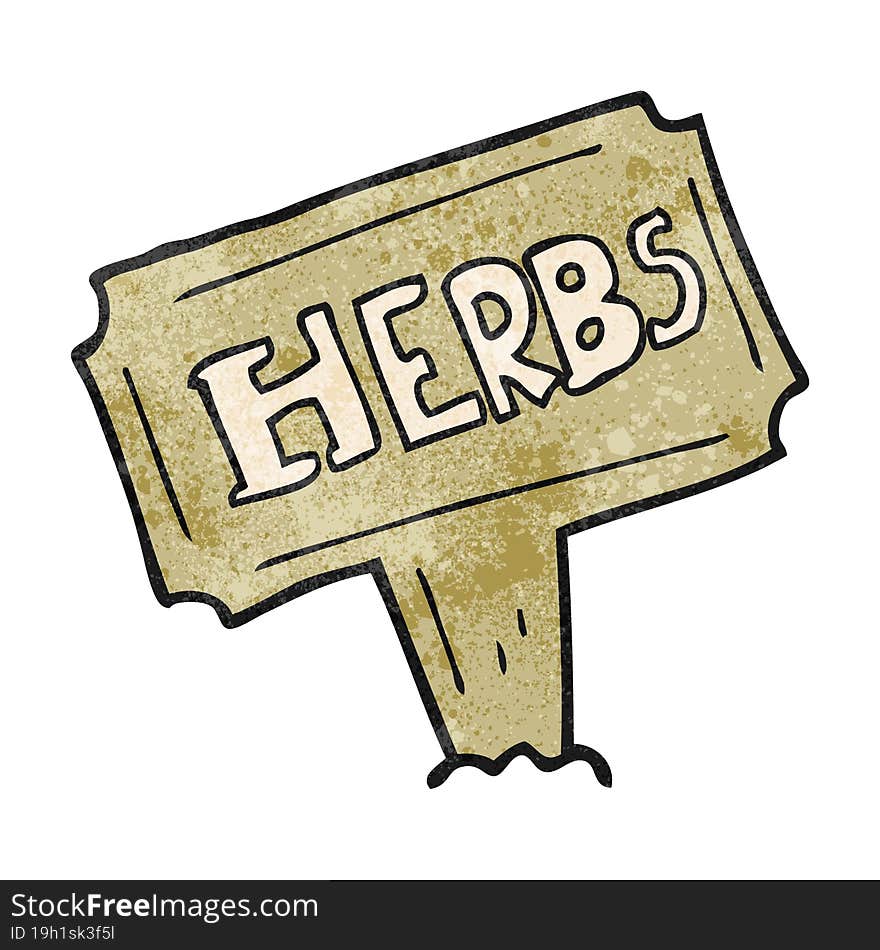 freehand textured cartoon herbs sign