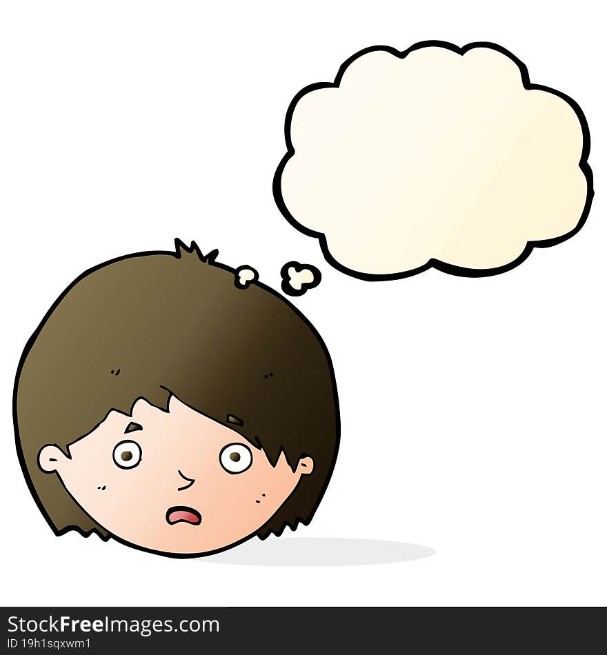 cartoon unhappy boy with thought bubble