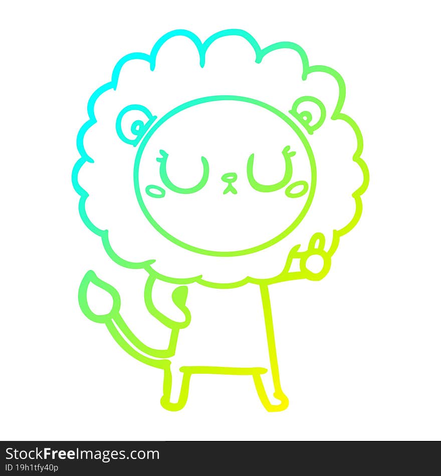 Cold Gradient Line Drawing Cartoon Lion