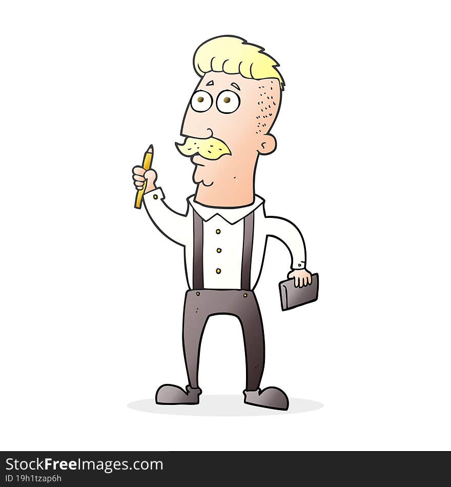 Cartoon Man With Notebook