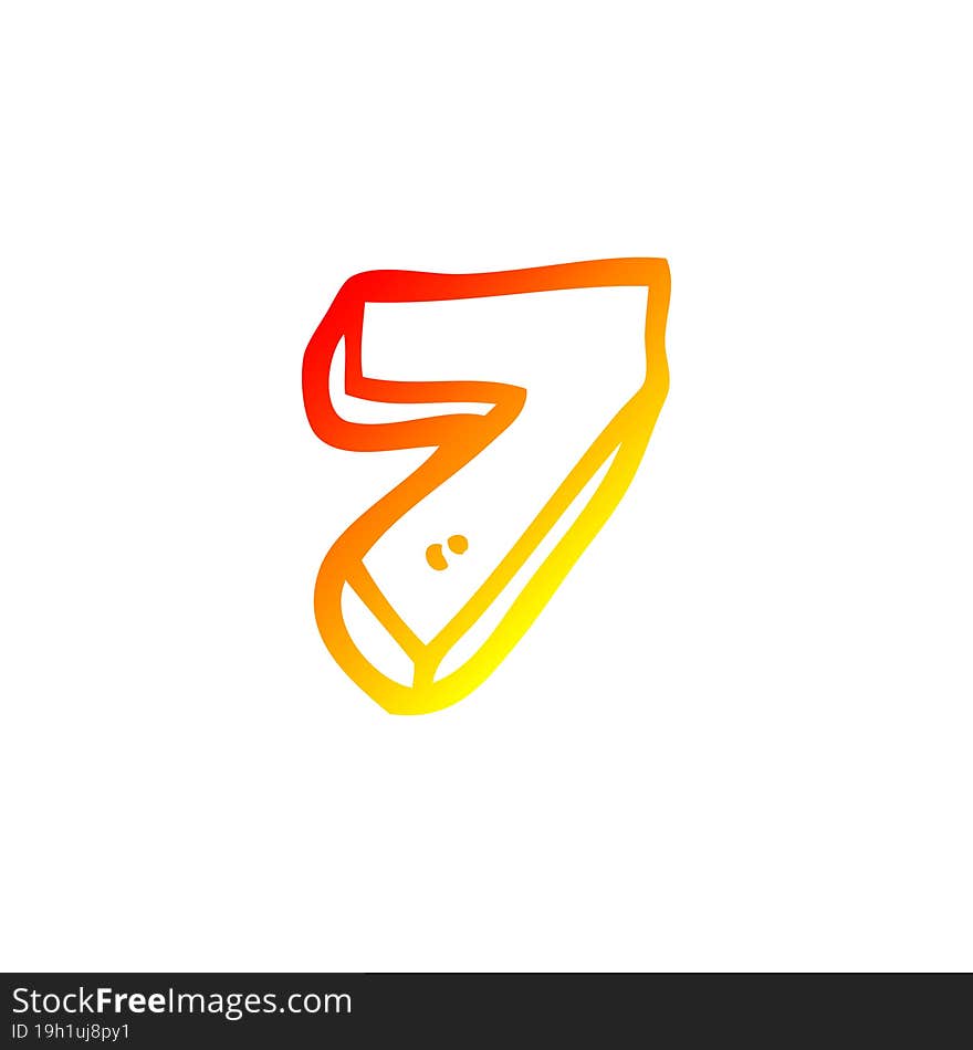 warm gradient line drawing cartoon number seven