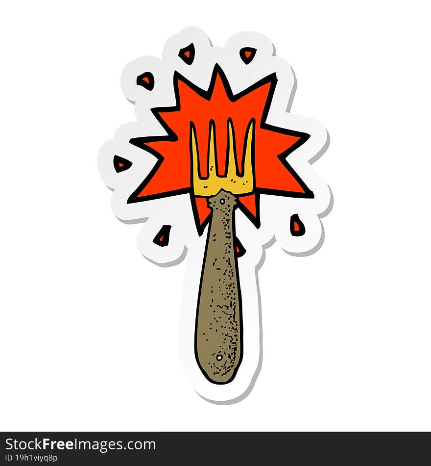 Sticker Of A Cartoon Fork