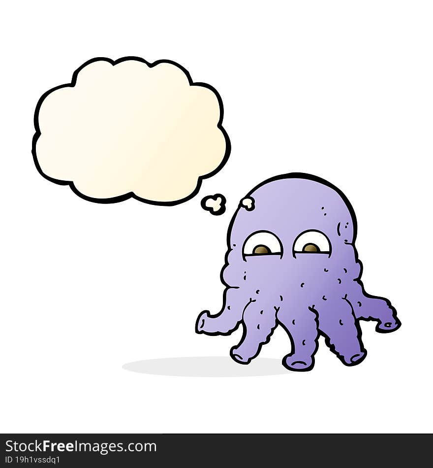 cartoon alien squid face with thought bubble